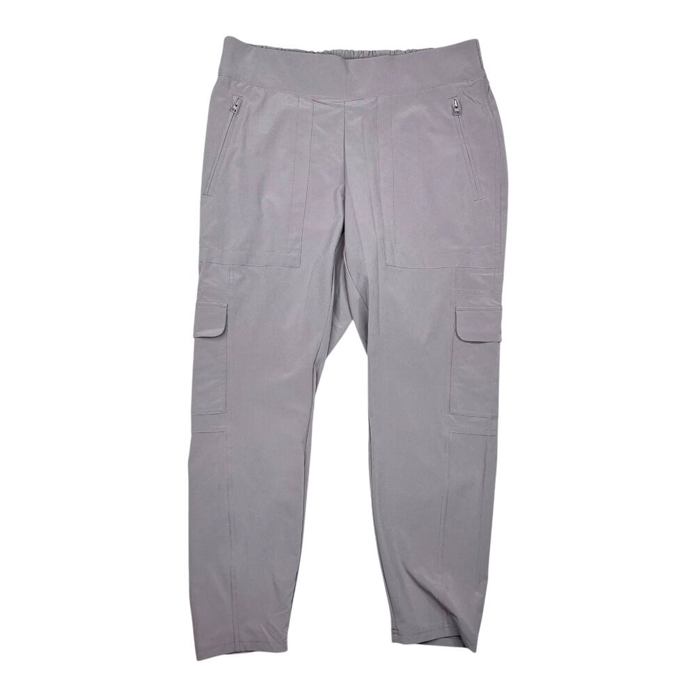 Athleta Chelsea Cargo Pant Jogger Women’s Size 10 Petite gray Zipper Pockets